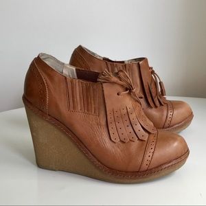 Lovely People leather Oxford platform wedge
